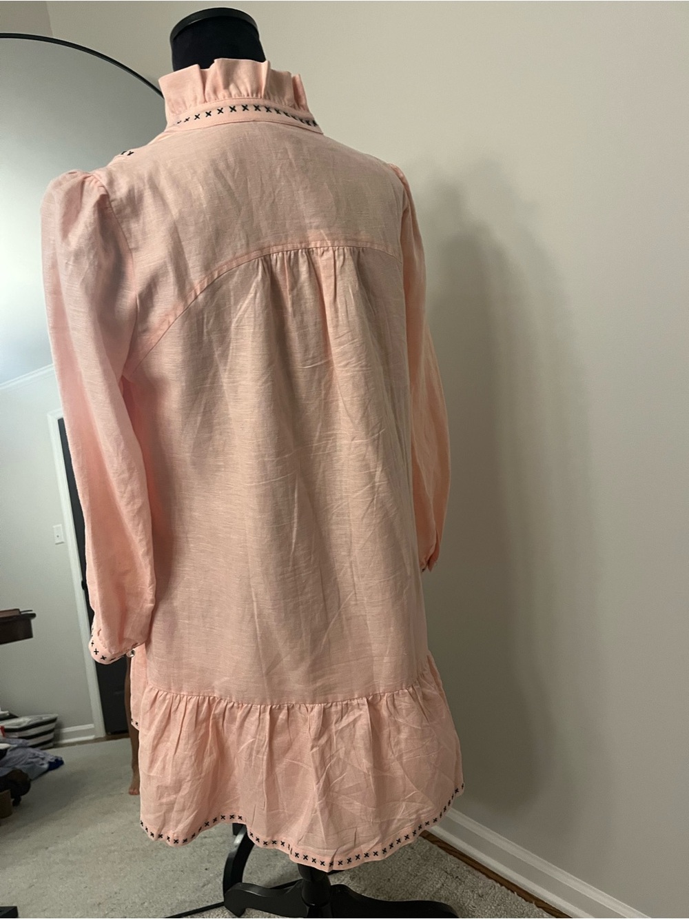 Tuckernuck Pale Pink Embroidered Ruffle-Neck Dress - Picture 4 of 10